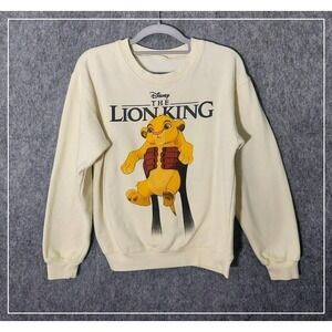 Disney Women Sweatshirt XS The Lion King Simba Rafiki Graphic Long Sleeve Cream
